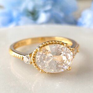 Gold Oval Ring - 925 Sterling Silver Charmed Aroma 10k Gold